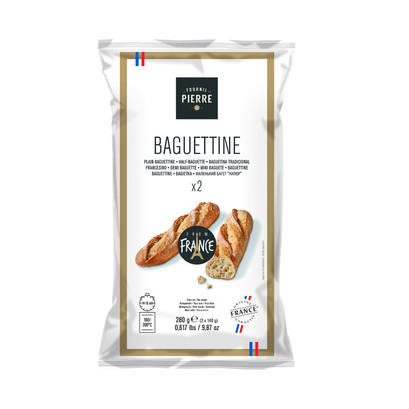 BRIDOR - (RETAIL) BREAD - BAGUETTES HALF LOAF (FOURNIL) - (140GM X 2) X 12 (38558) (B:6985)