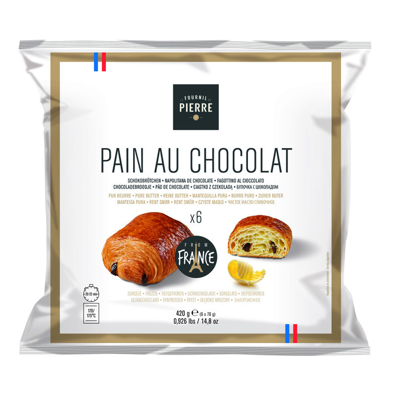 BRIDOR - (RETAIL) VIENNESE PASTRY - PAINS AU CHOCOLAT (FOURNIL) - (70GM X 6) X 12 (38204) (B:3625)
