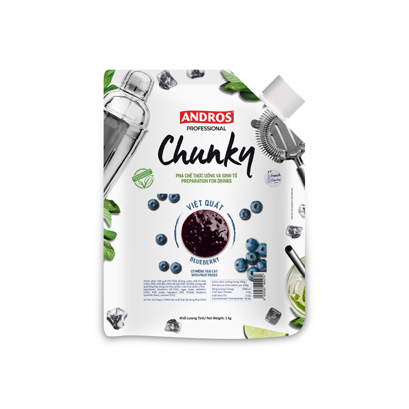 ANDROS - PUREE - CHUNKY DOYPACK 1KG X 8 - BLUEBERRY (120000014) (B:0279)