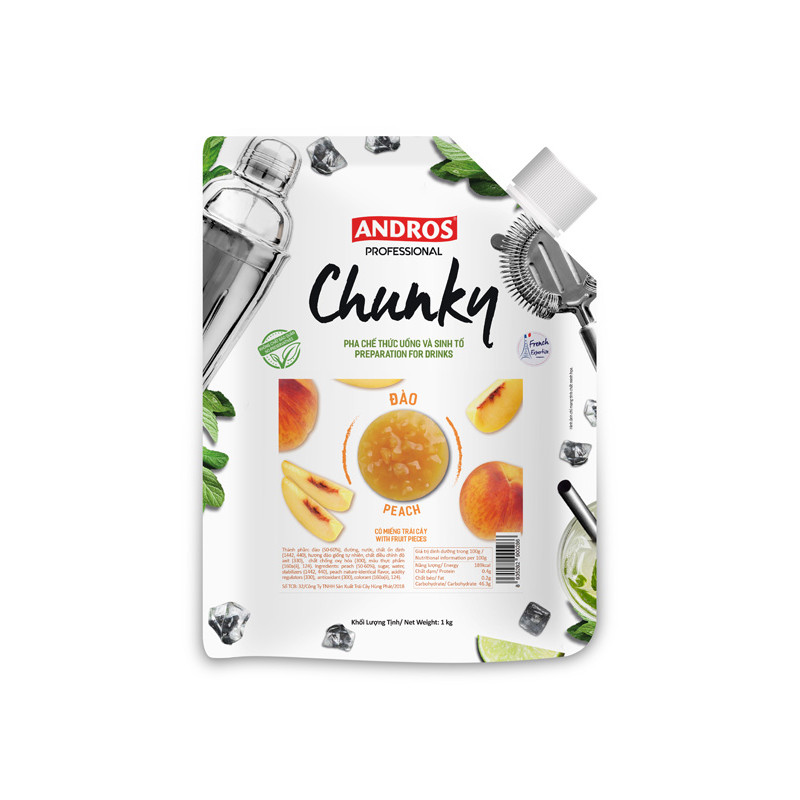 ANDROS - PUREE - CHUNKY DOYPACK 1KG X 8 - PEACH (120000033) B:0286)