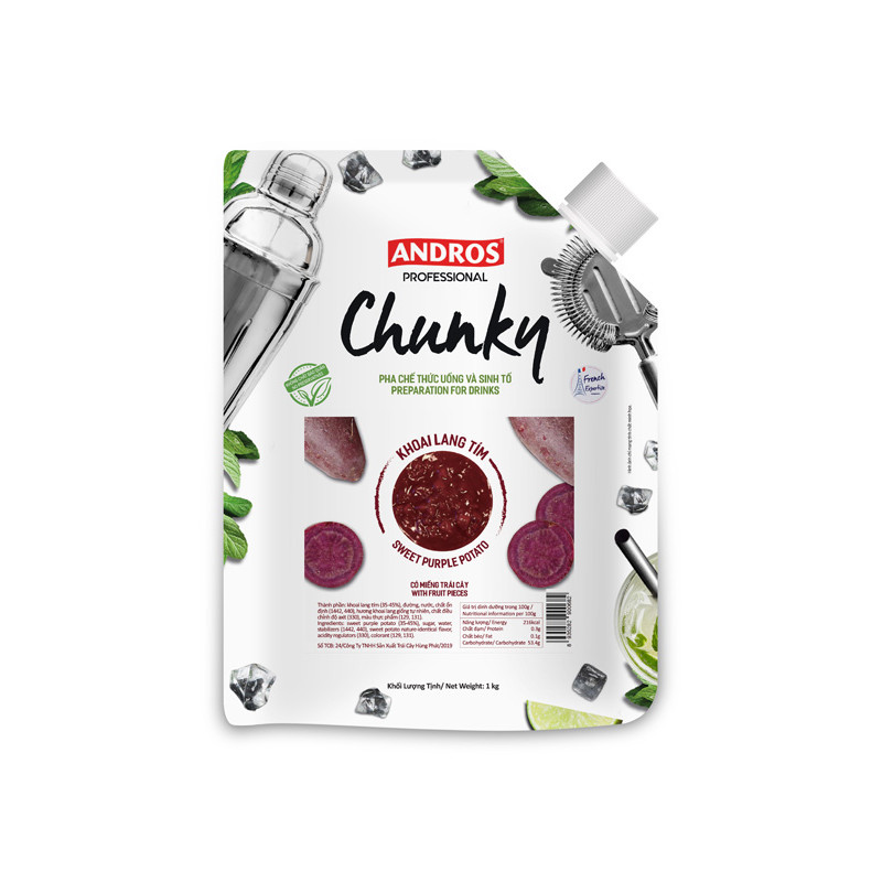 ANDROS - PUREE - CHUNKY DOYPACK 1KG X 8 - SWEET PURPLE POTATO (120000139) (B:0682)