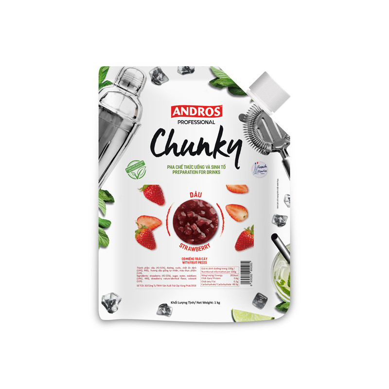 ANDROS - PUREE - CHUNKY DOYPACK 1KG X 8 - STRAWBERRY (120000030) (B:0262)