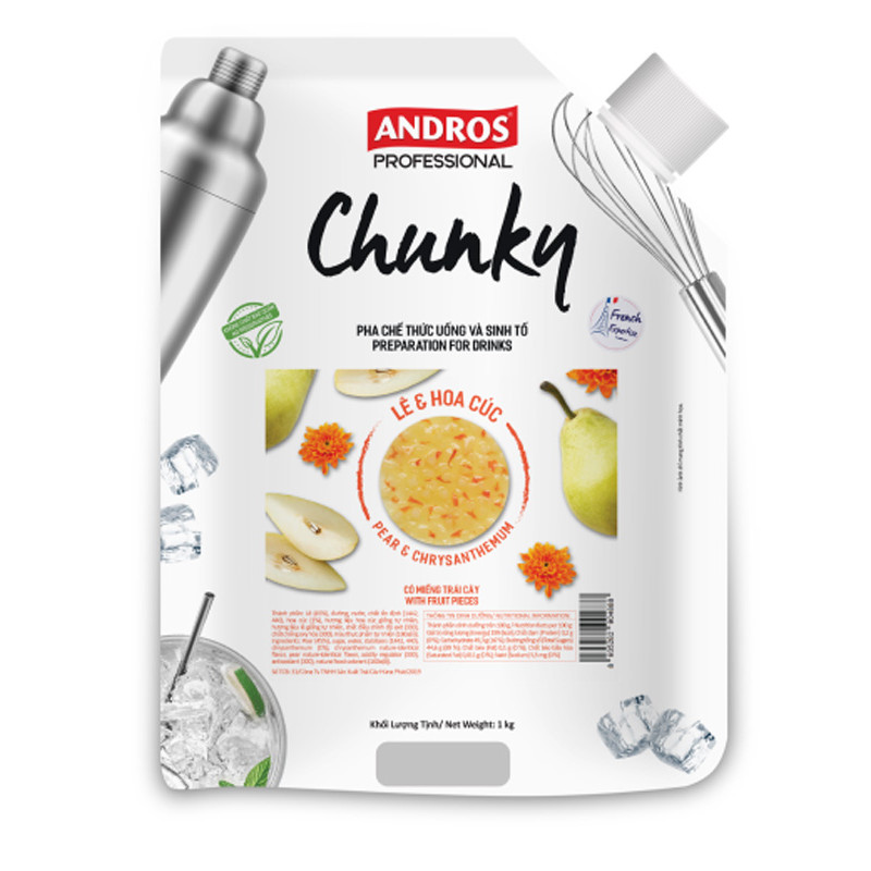ANDROS - PUREE - CHUNKY DOYPACK 1KG X 8 - PEAR & CHRYSANTHEMUM  (120000137)