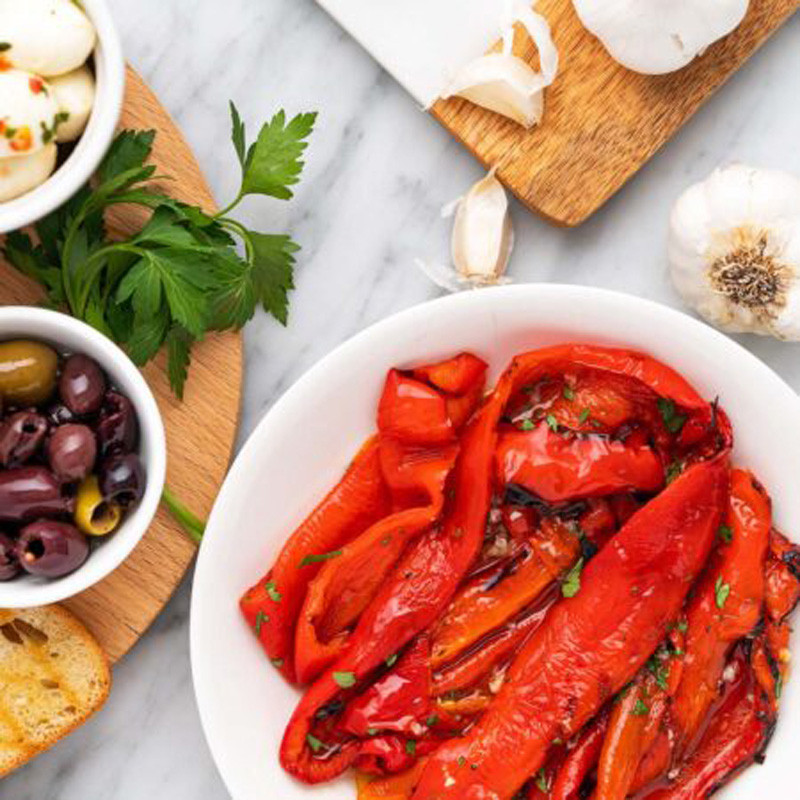 AUSFRESH - 2.5KG X 2 - GRILLED RED SKINLESS PEPPERS (2500-250) (B:0139)